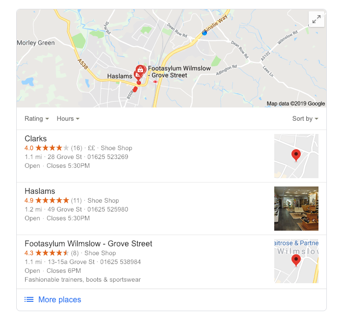Local Search Results Map Pack